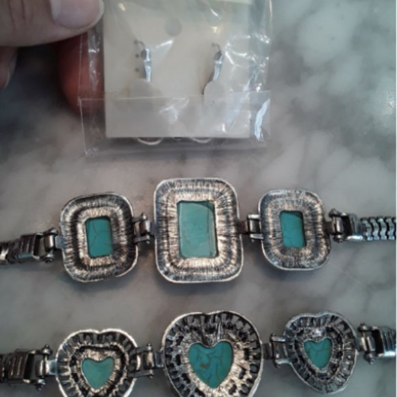 Turquoise jewelry earrings & bracelets set lot NWT - Picture 6 of 9